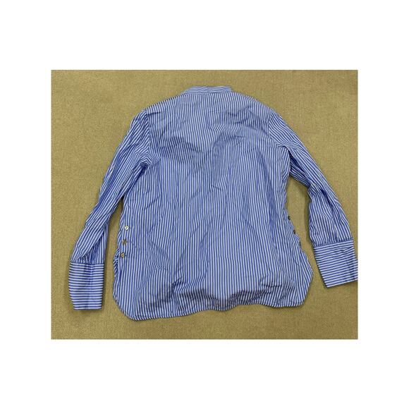 Harshman Ellis Long-Sleeve Cotton Blouse, Blue White Stripe, Large - Picture 8 of 8